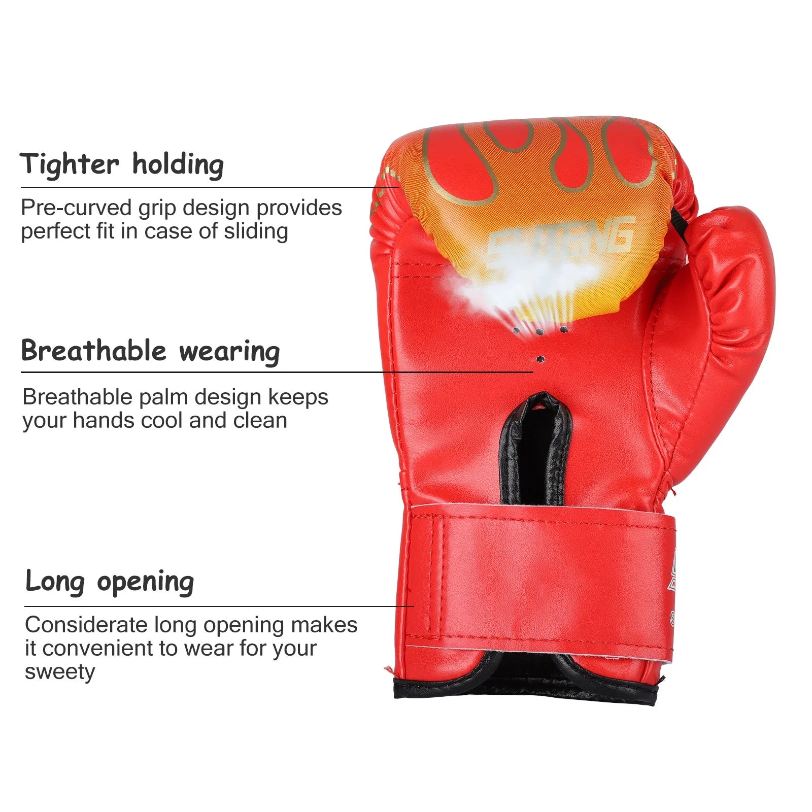 Teenager Boxing Gloves, Cartoon PU Leather Sparring Grapple Punch Training Gloves 3Oz, Fit 12 to 18 YR