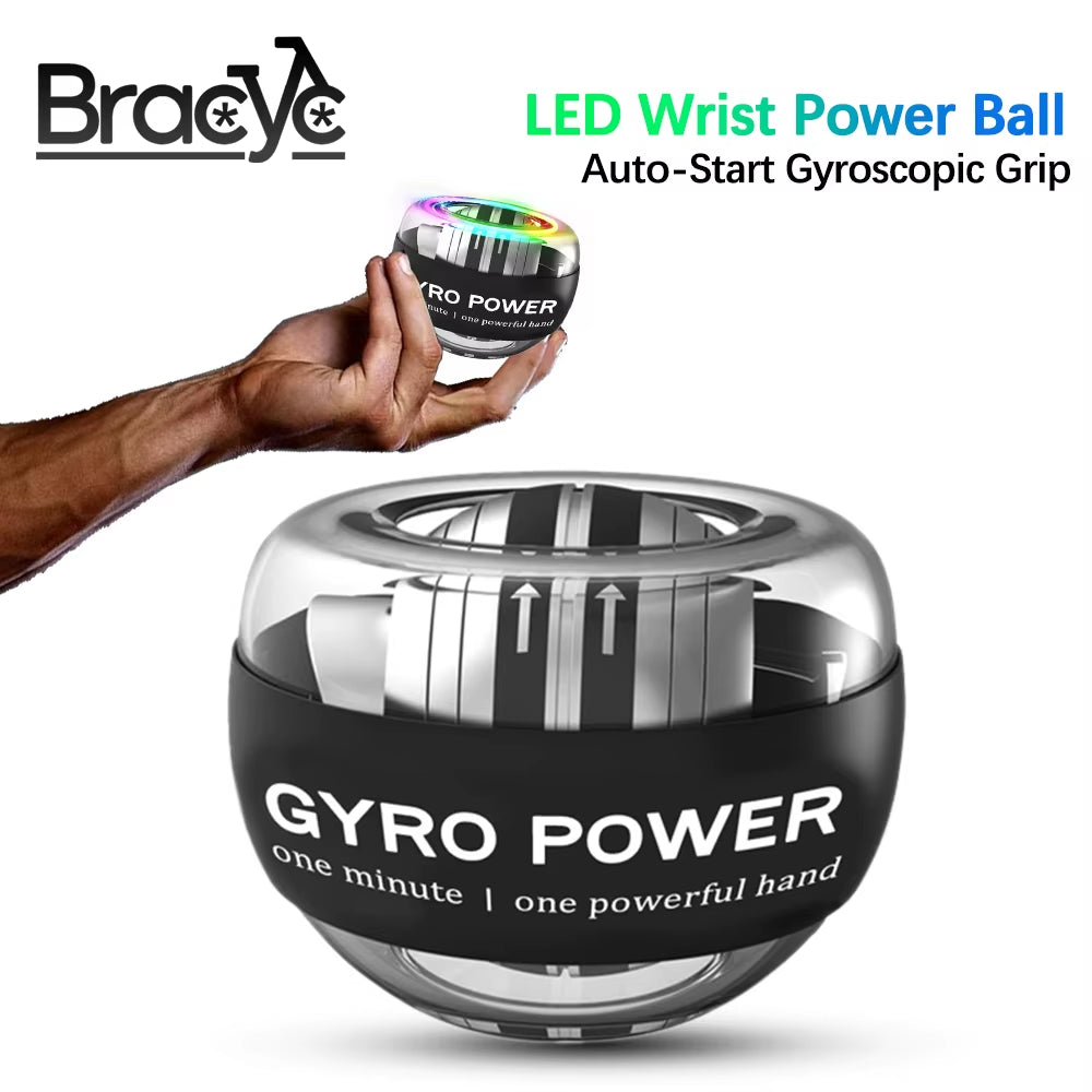 LED Wrist Power Ball Trainer Auto-Start Gyroscopic Grip Gyro Ball Strengthener Arm Home Fitness Hand Muscle Forearm Exerciser