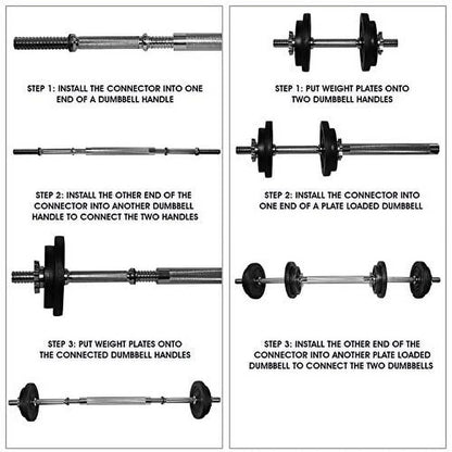 Adjustable Dumbbell Set with Weight Plates, Star Lock Collars/Connector, 50LBS Barbell or 25LBS Dumbbell Pair